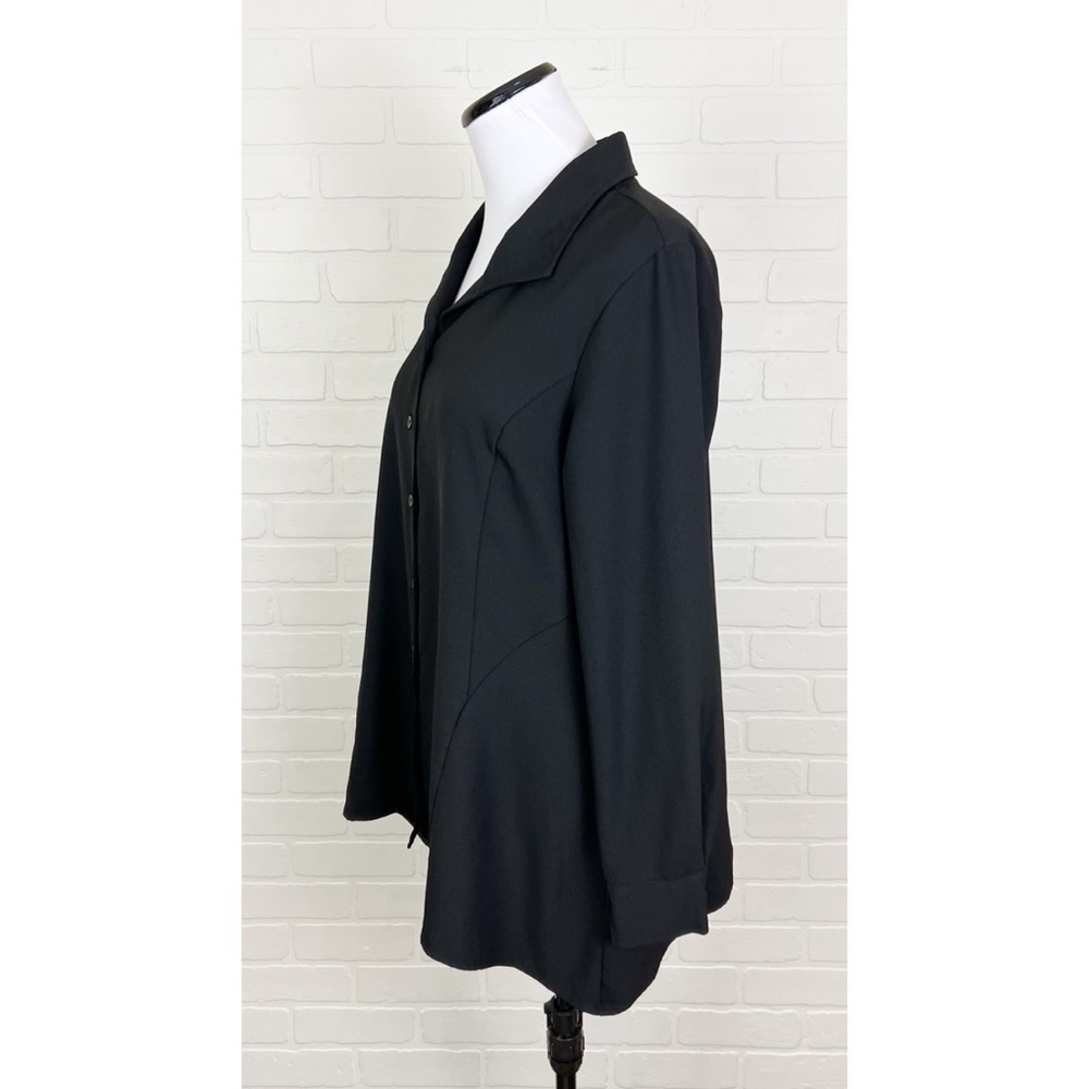 Linea by Louis Dell’Olio Black Long Sleeve Button Front Shirt Medium - Picture 2 of 7